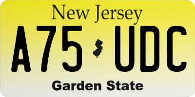 NJ license plate A75UDC