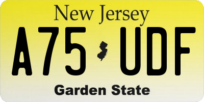 NJ license plate A75UDF