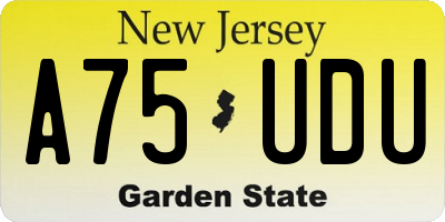NJ license plate A75UDU