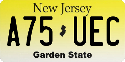 NJ license plate A75UEC