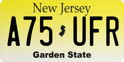 NJ license plate A75UFR
