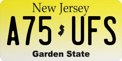 NJ license plate A75UFS