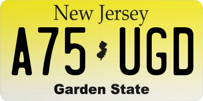 NJ license plate A75UGD
