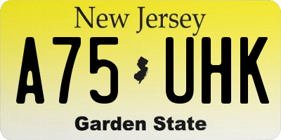 NJ license plate A75UHK