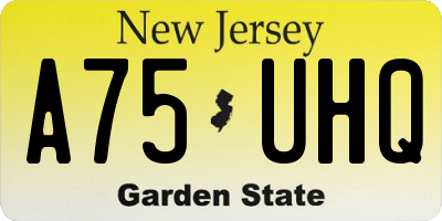 NJ license plate A75UHQ
