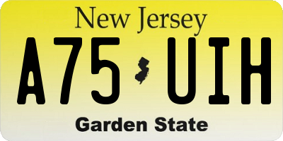 NJ license plate A75UIH
