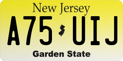NJ license plate A75UIJ