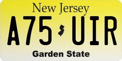 NJ license plate A75UIR