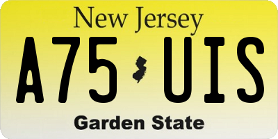 NJ license plate A75UIS