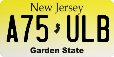 NJ license plate A75ULB