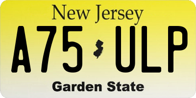 NJ license plate A75ULP