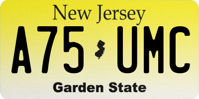 NJ license plate A75UMC