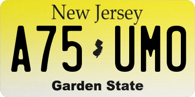 NJ license plate A75UMO
