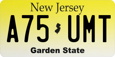 NJ license plate A75UMT