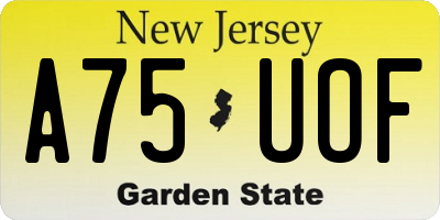 NJ license plate A75UOF