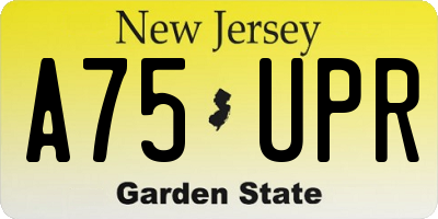 NJ license plate A75UPR