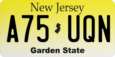 NJ license plate A75UQN