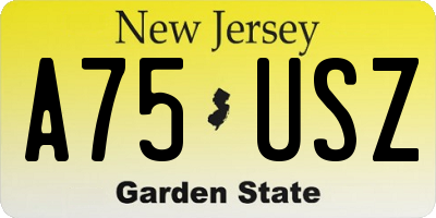 NJ license plate A75USZ