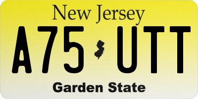 NJ license plate A75UTT