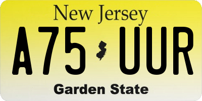 NJ license plate A75UUR