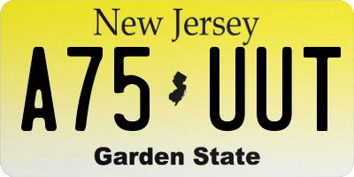 NJ license plate A75UUT