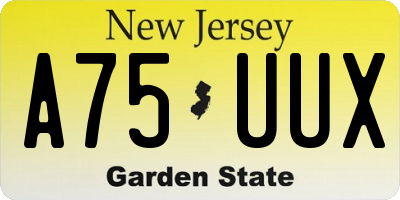 NJ license plate A75UUX