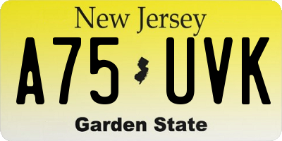 NJ license plate A75UVK
