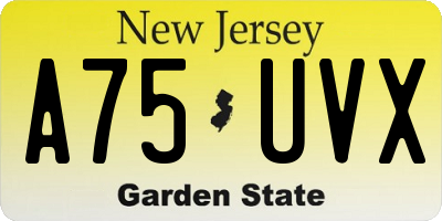 NJ license plate A75UVX