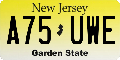 NJ license plate A75UWE