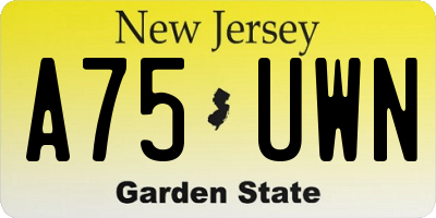 NJ license plate A75UWN