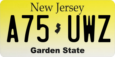 NJ license plate A75UWZ