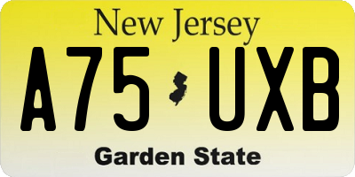 NJ license plate A75UXB