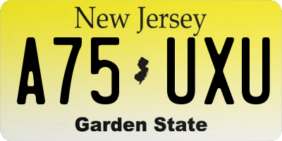 NJ license plate A75UXU