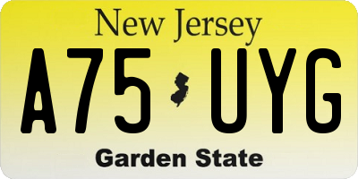 NJ license plate A75UYG