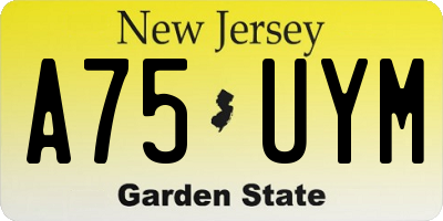 NJ license plate A75UYM