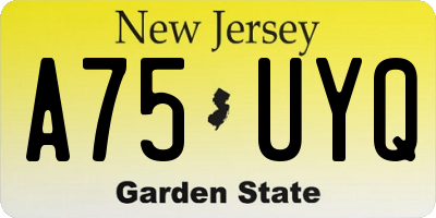 NJ license plate A75UYQ