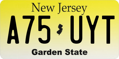 NJ license plate A75UYT