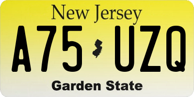 NJ license plate A75UZQ
