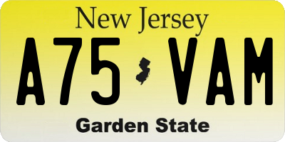 NJ license plate A75VAM