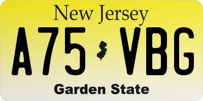 NJ license plate A75VBG