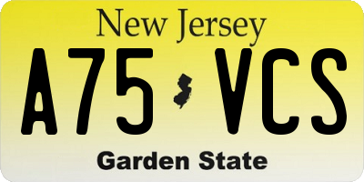 NJ license plate A75VCS