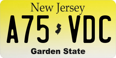 NJ license plate A75VDC