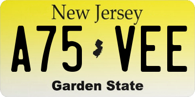 NJ license plate A75VEE
