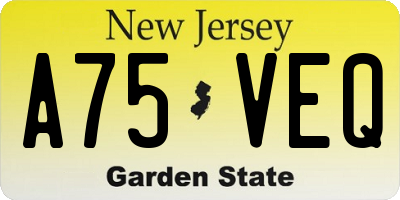 NJ license plate A75VEQ