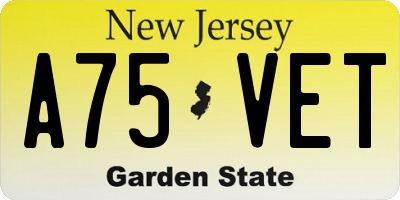 NJ license plate A75VET