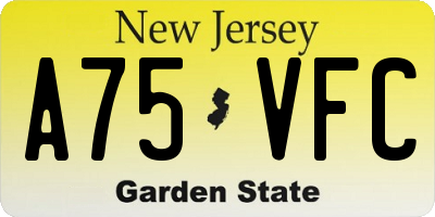 NJ license plate A75VFC
