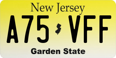 NJ license plate A75VFF