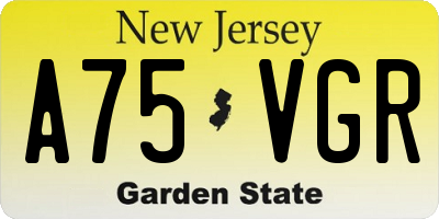 NJ license plate A75VGR