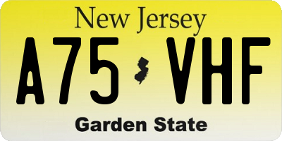 NJ license plate A75VHF