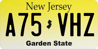 NJ license plate A75VHZ